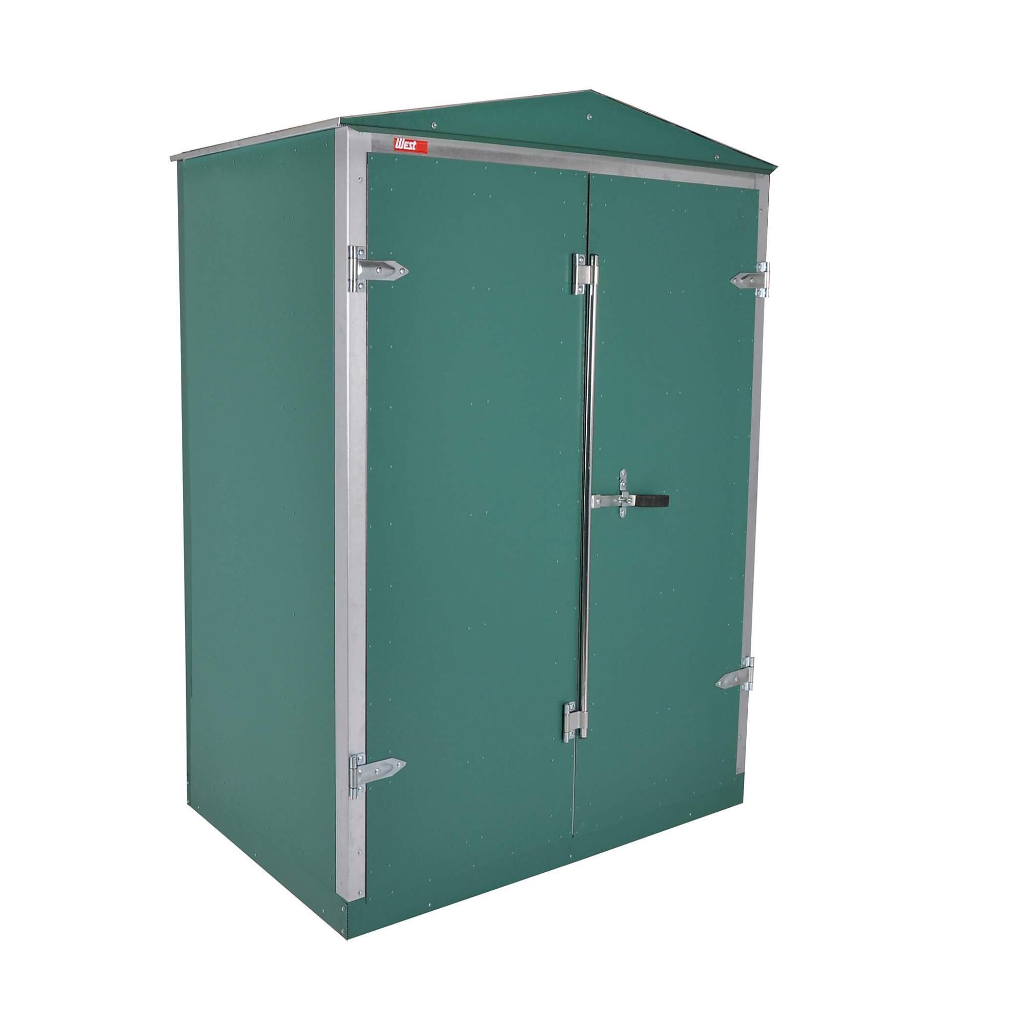 Western Steel Heavy-Duty Secure Storage Shed — Double Door, Peak Roof, Model# 1420